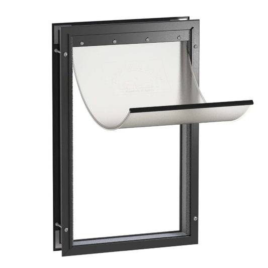 Black Deluxe Aluminum Extra Large Pet Door for Doors up to 2.76", for Pets up to 220Lbs